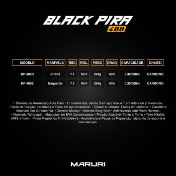 CARRETILHA MARURI BLACK PIRA 400 11ROL - Imagem 6